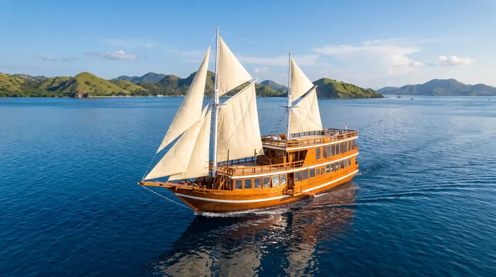 Nonauly phinisi yacht exterior in Labuan Bajo
