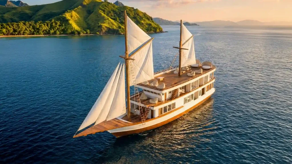 Aura Suci liveaboard phinisi hull exterior