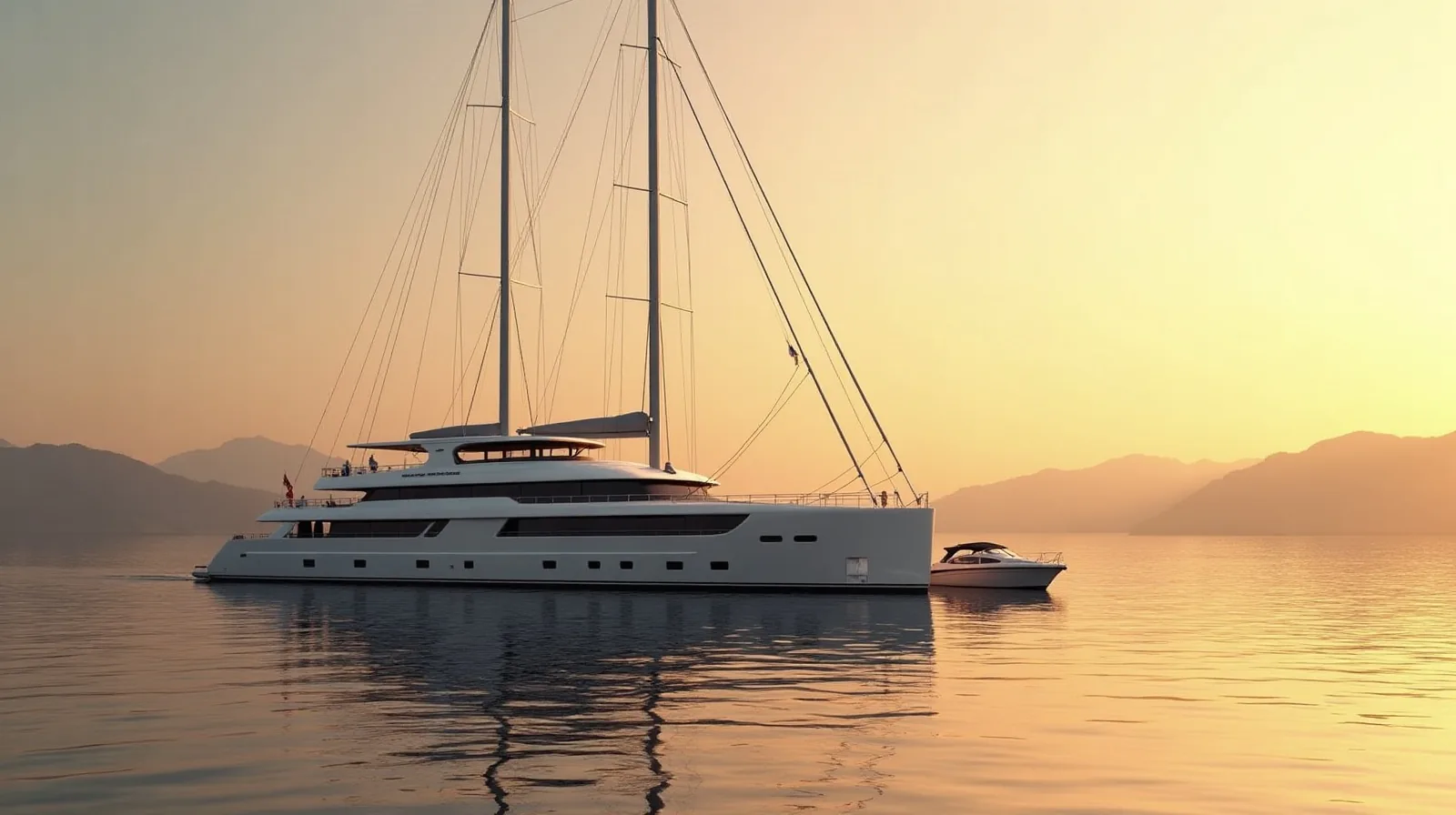 Luxury phinisi at anchor at golden hour — curated market 2026