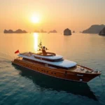 Phinisi fleet at anchor in Labuan Bajo harbour at sunset — home port economics